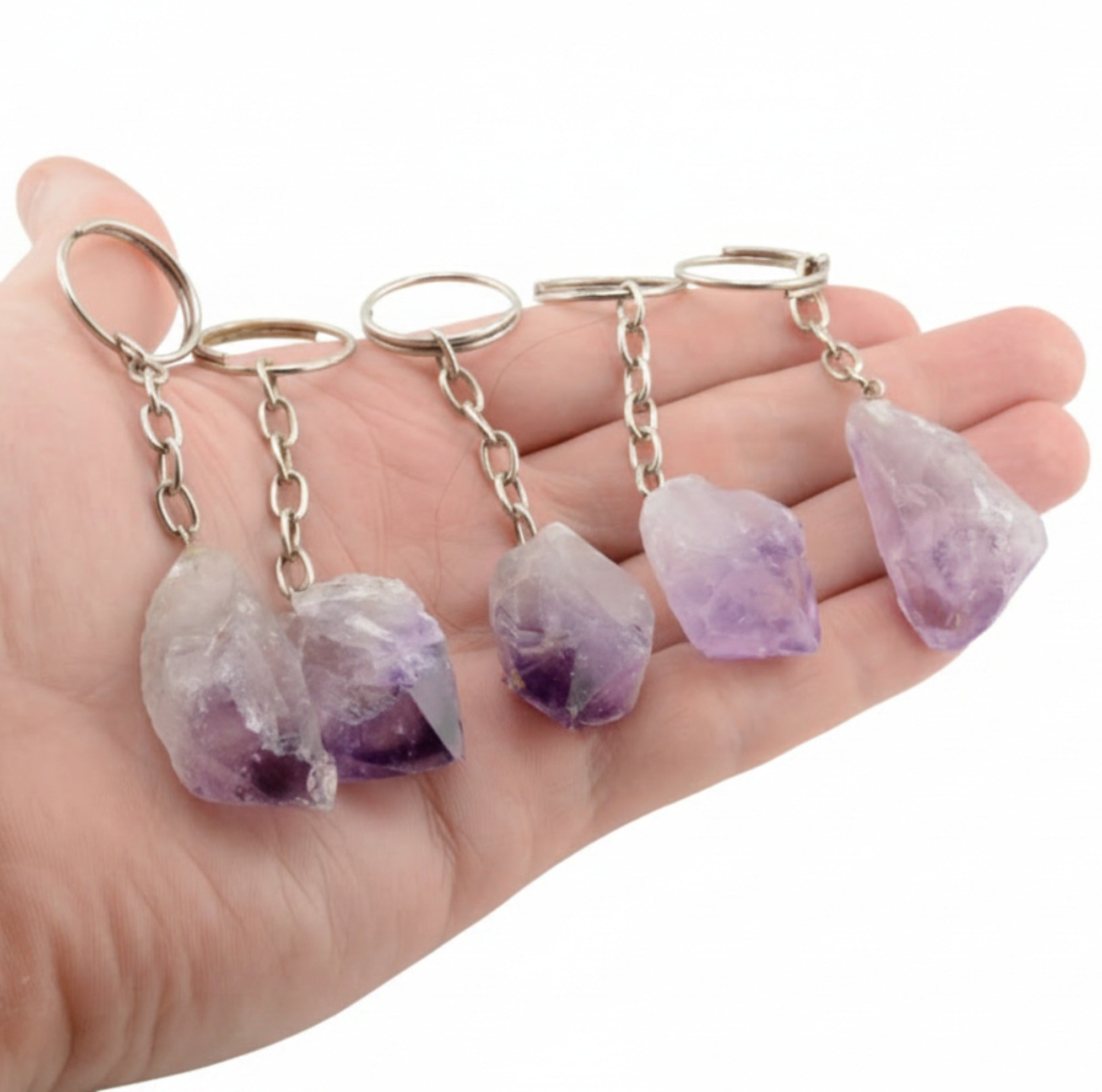 Amethyst Point Crystal Keyring