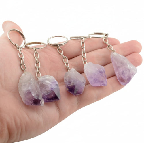 Amethyst Point Crystal Keyring
