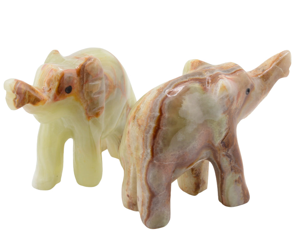 Banded Calcite Elephant Carving