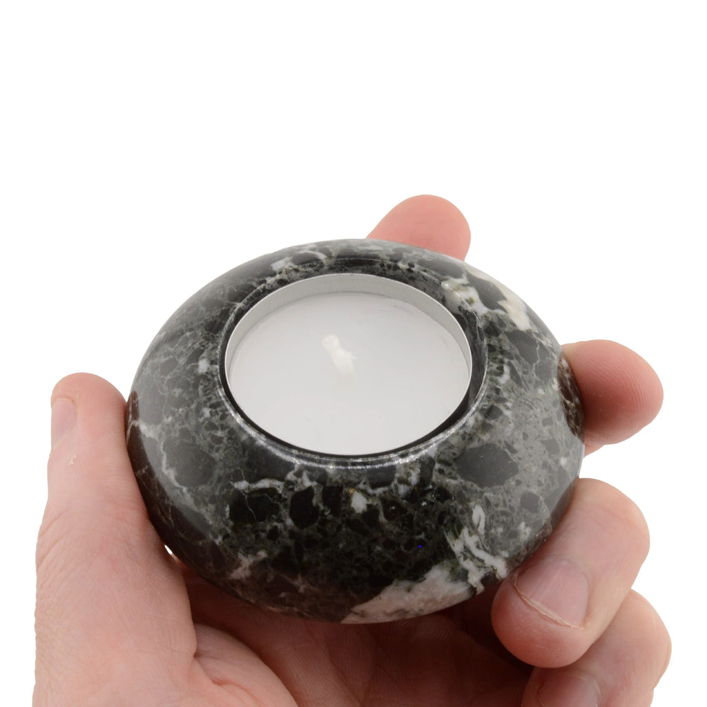 Black Marble Shallow Tea Light Candle Holder