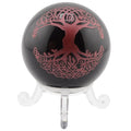 Black Obsidian 50mm Sphere with Tree of Life Emblem