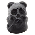 A small carved black obsidian panda figurine, shown against a plain white background.