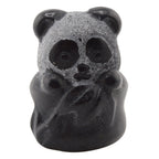 A small carved black obsidian panda figurine, shown against a plain white background.
