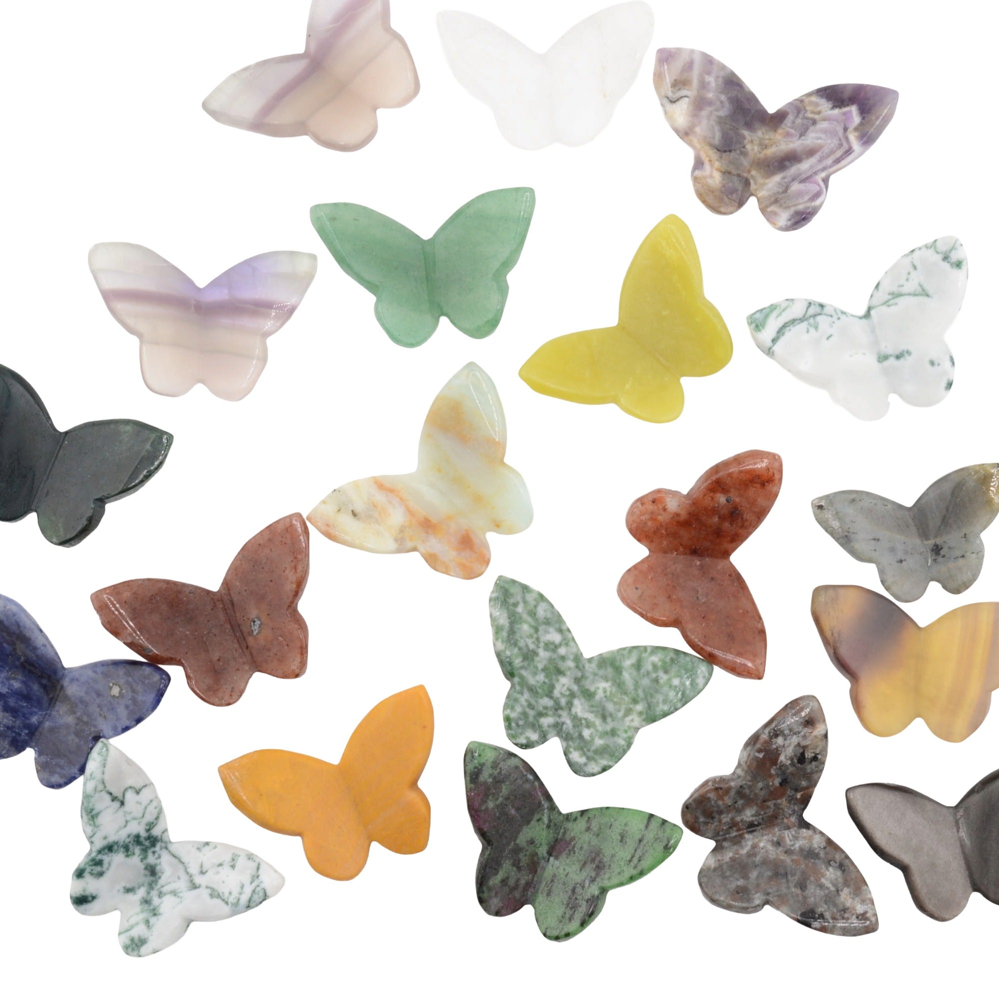Butterfly Mixed Gemstone Carvings - 4cm