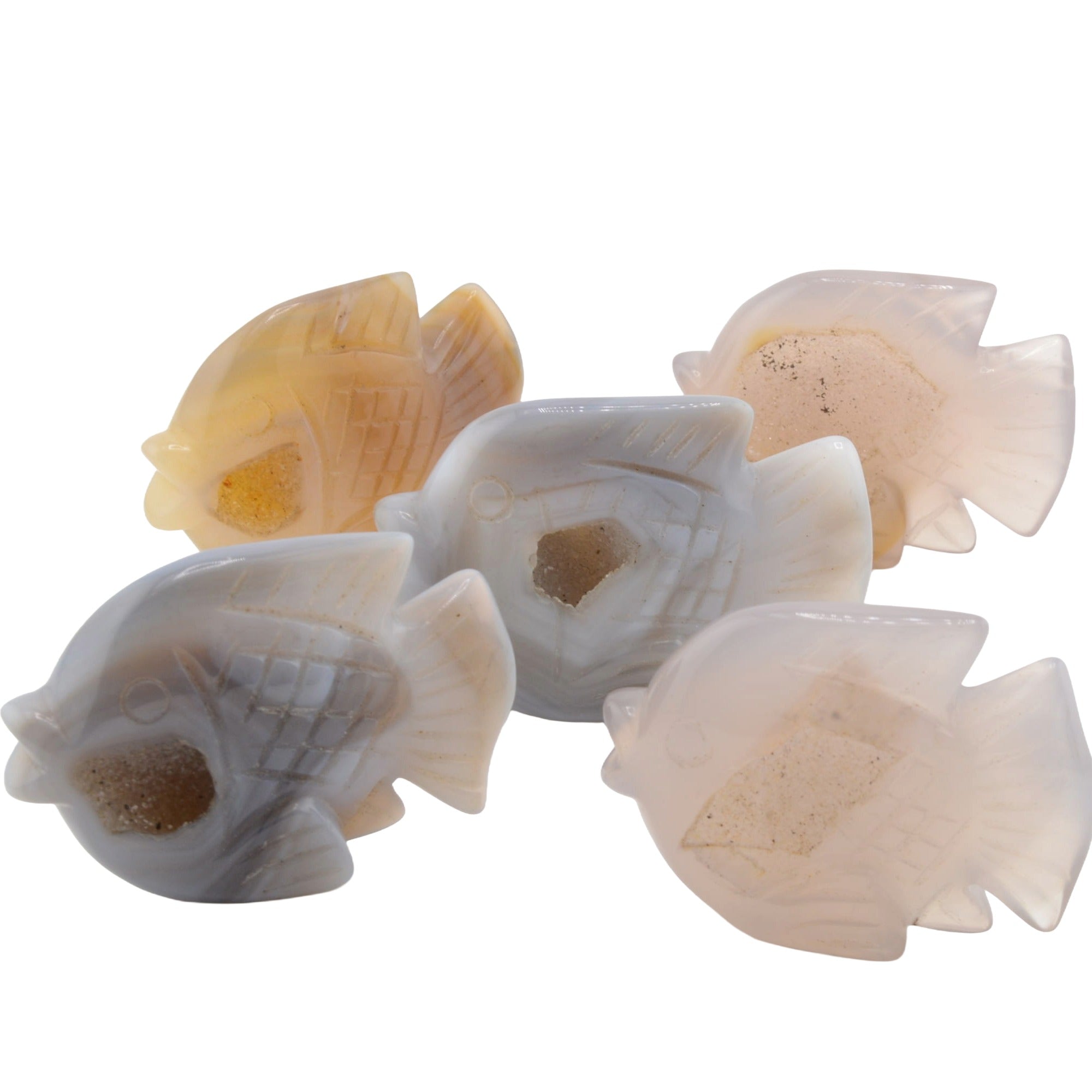 Fish Druzy Agate Gemstone Carving - 5cm