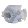 Fish Carving made from druzy agate on a white background
