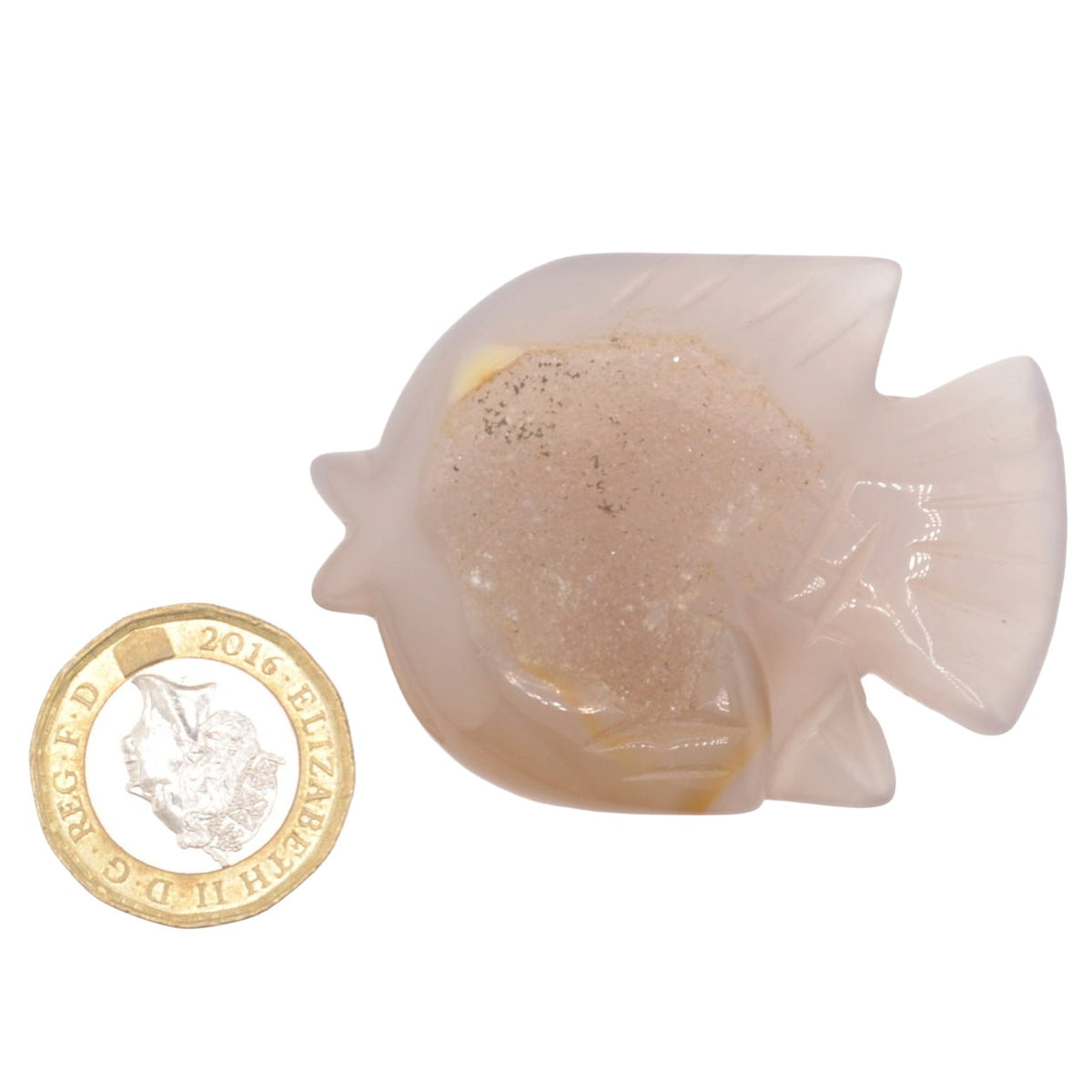 Fish Druzy Agate Gemstone Carving - 5cm