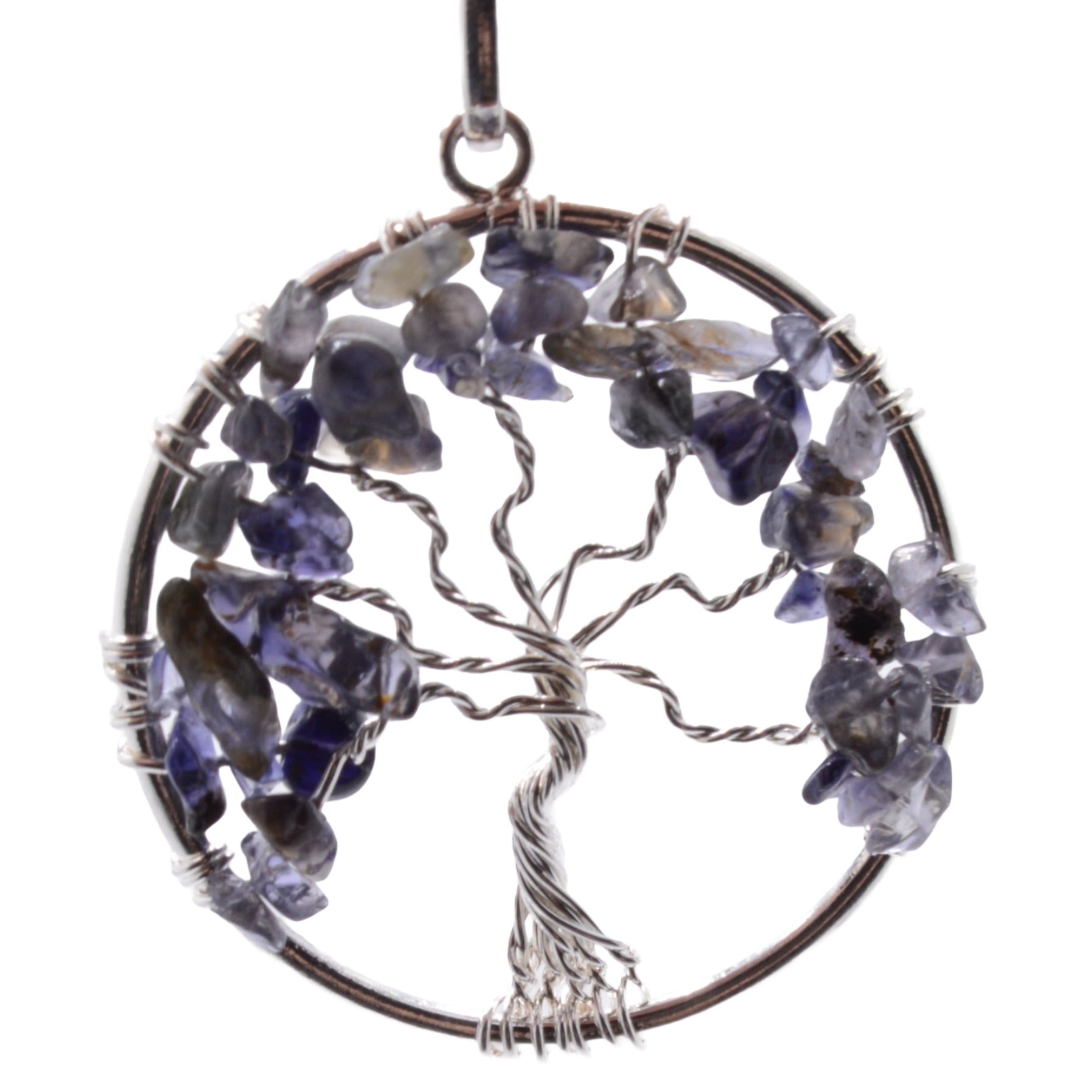 Iolite Gemstone Tree Of Life Pendant