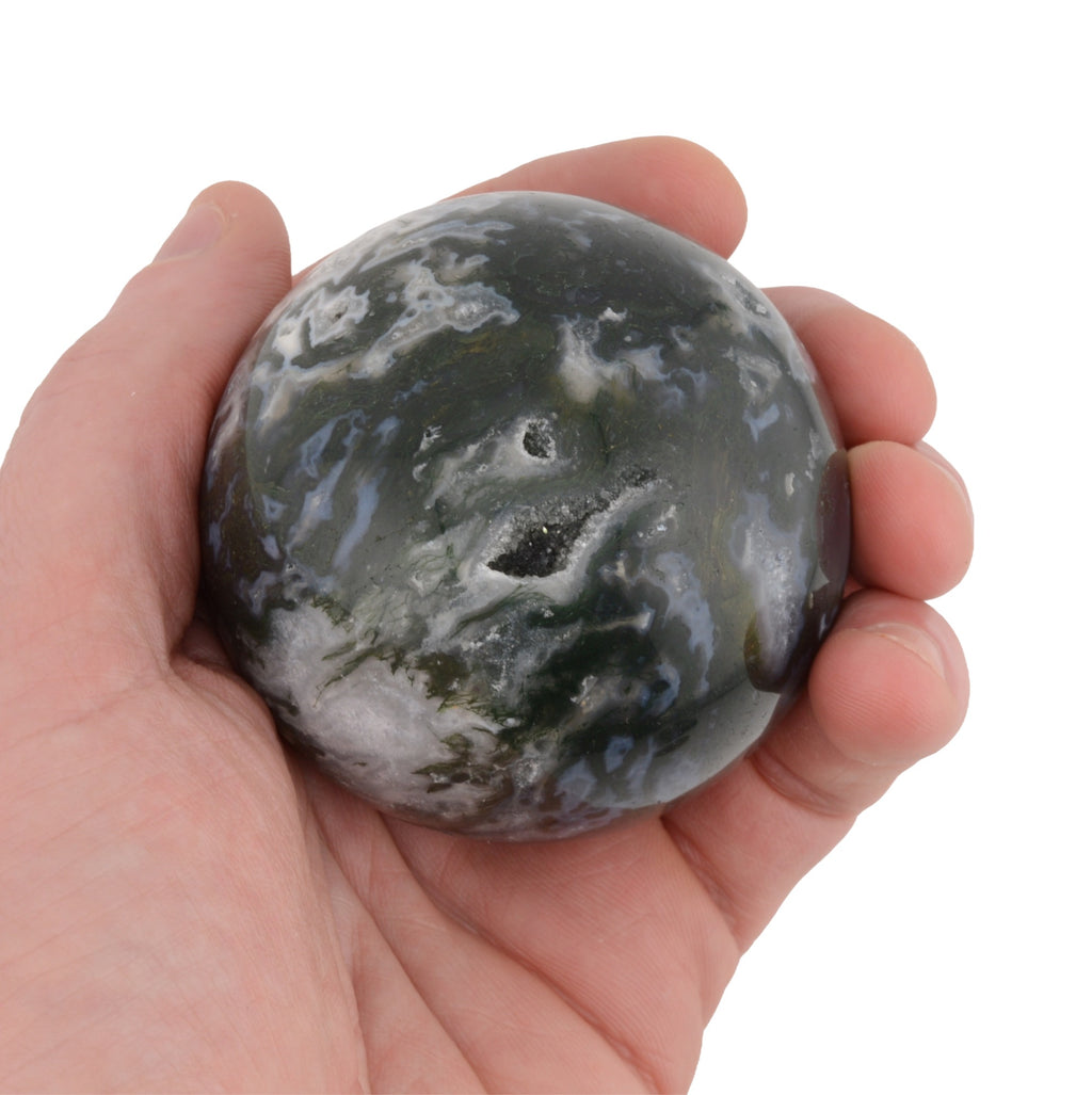 Moss Agate Crystal Sphere - 65mm