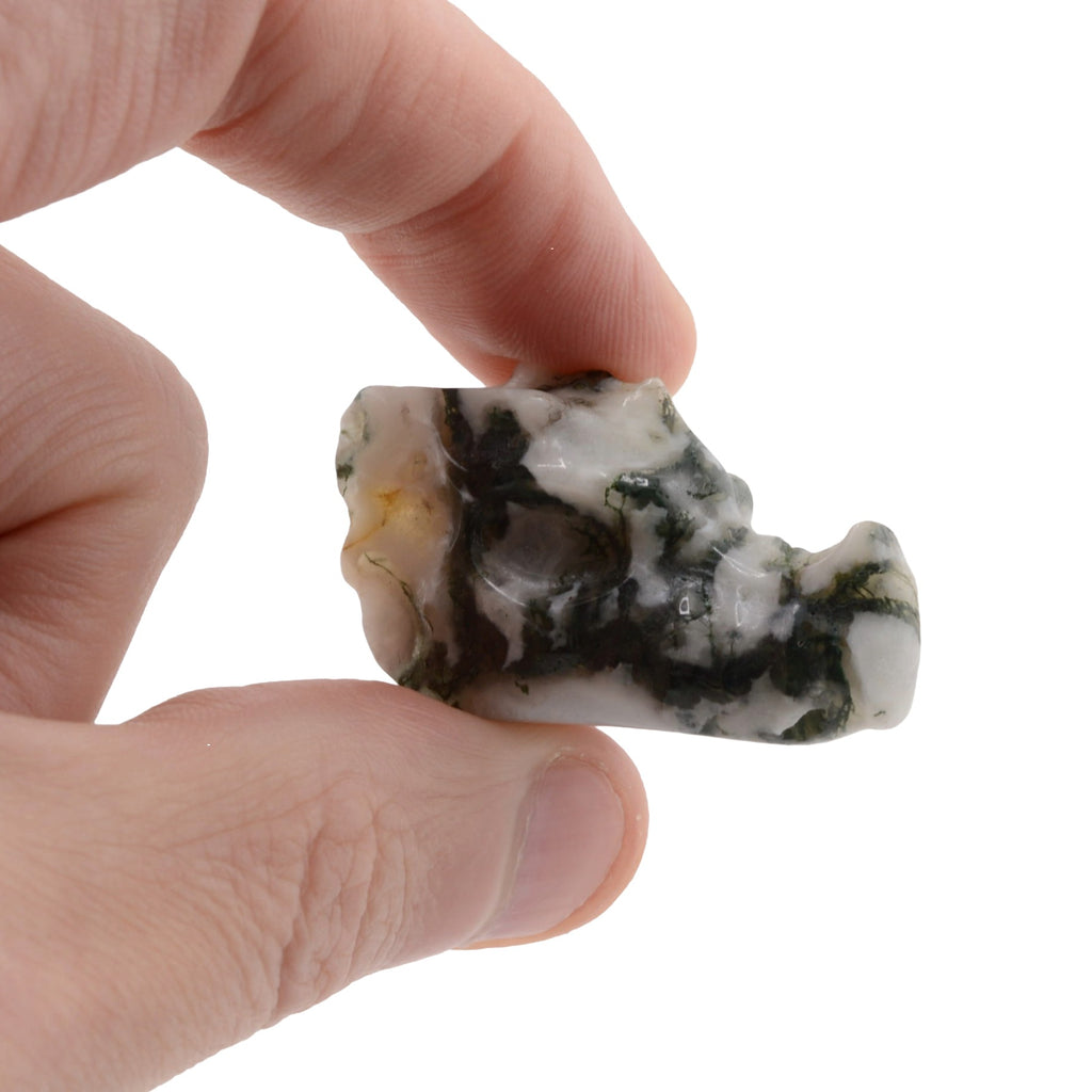 Moss Agate Dragon Head Carving - 4cm