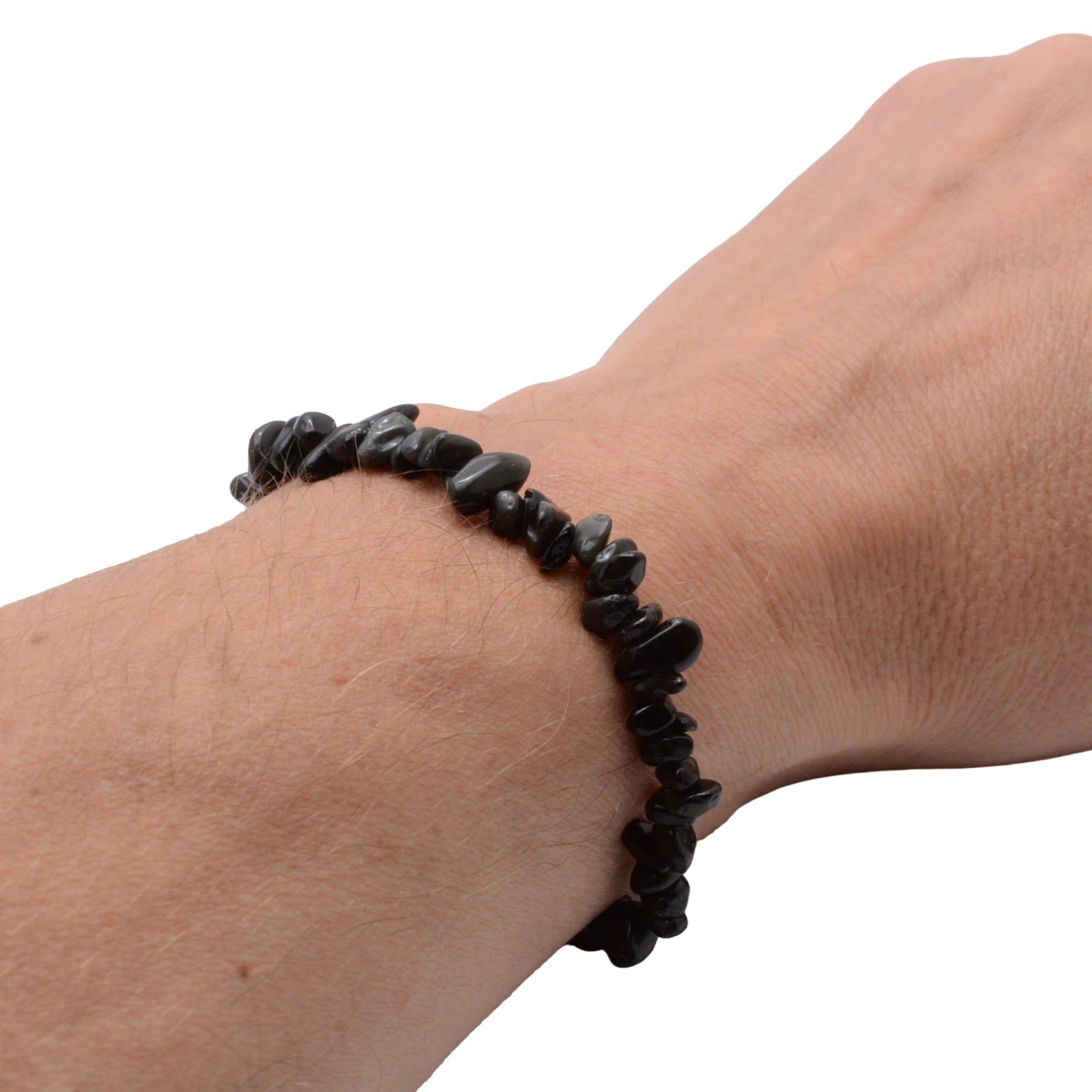 Black Obsidian Gemstone Chip Bracelet