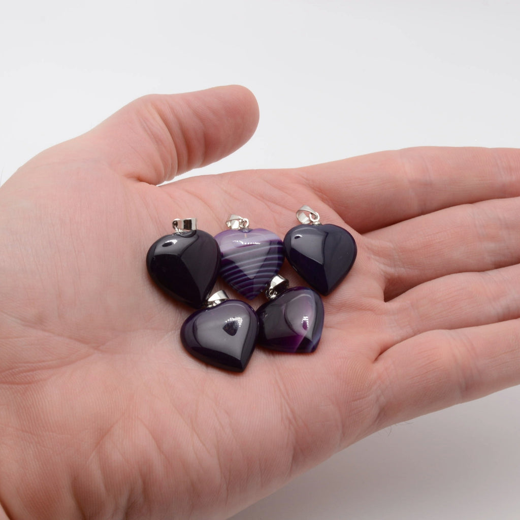 Purple Agate Gemstone Heart Pendant