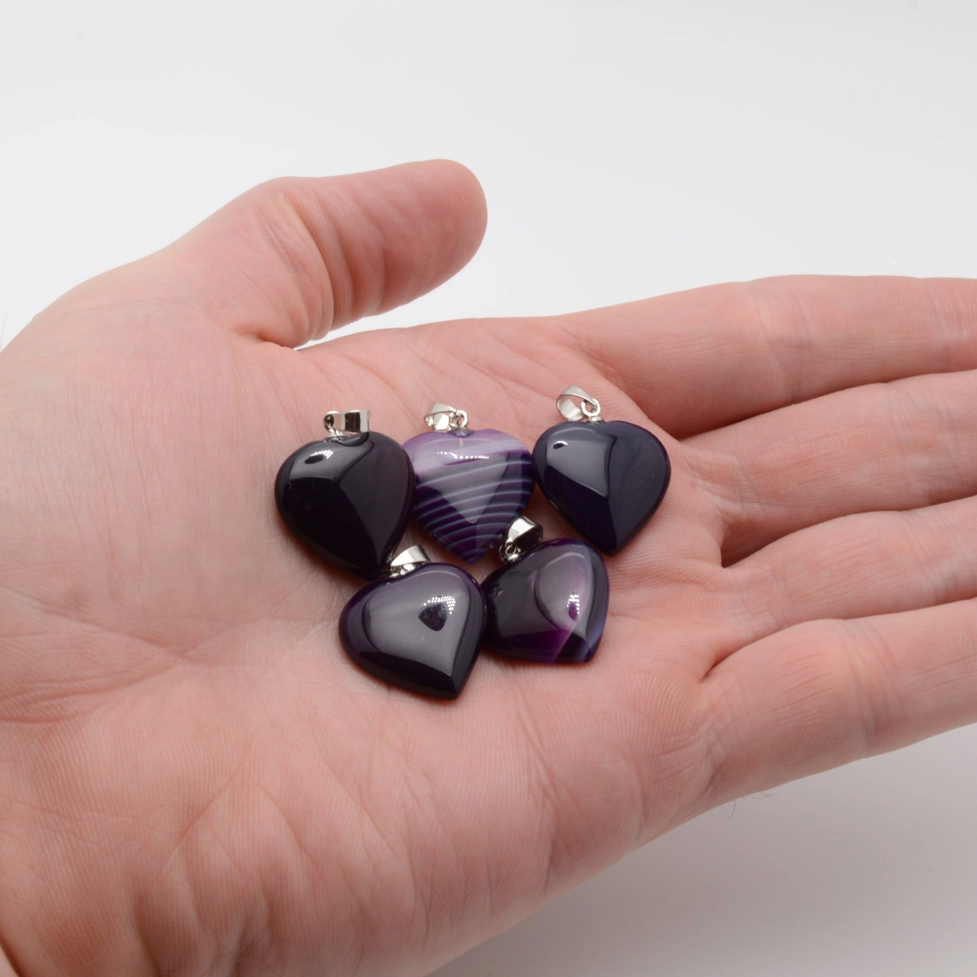Purple Agate Gemstone Heart Pendant