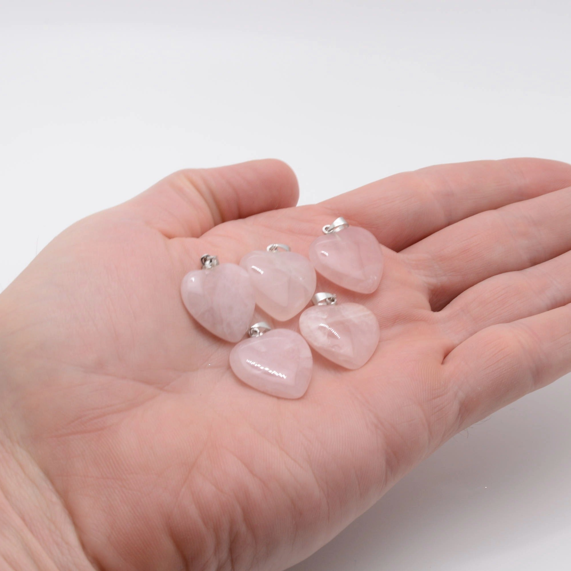 Rose Quartz Crystal Gemstone 20mm Heart Pendant