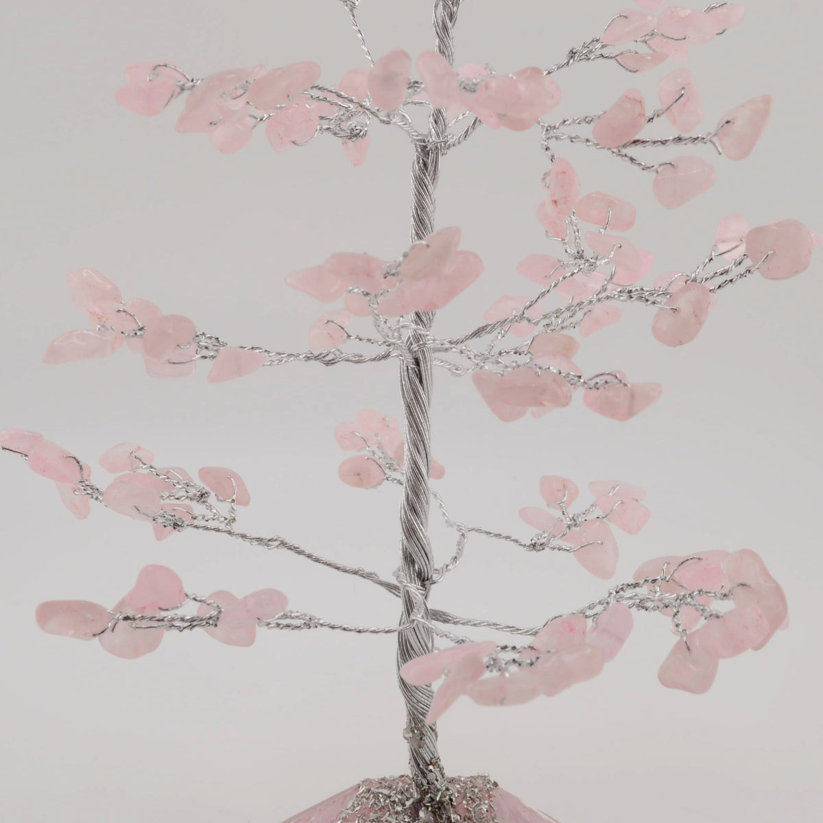 Rose Quartz Crystal Tree with Orgone Pyramid Base - 160 gemstone leaves