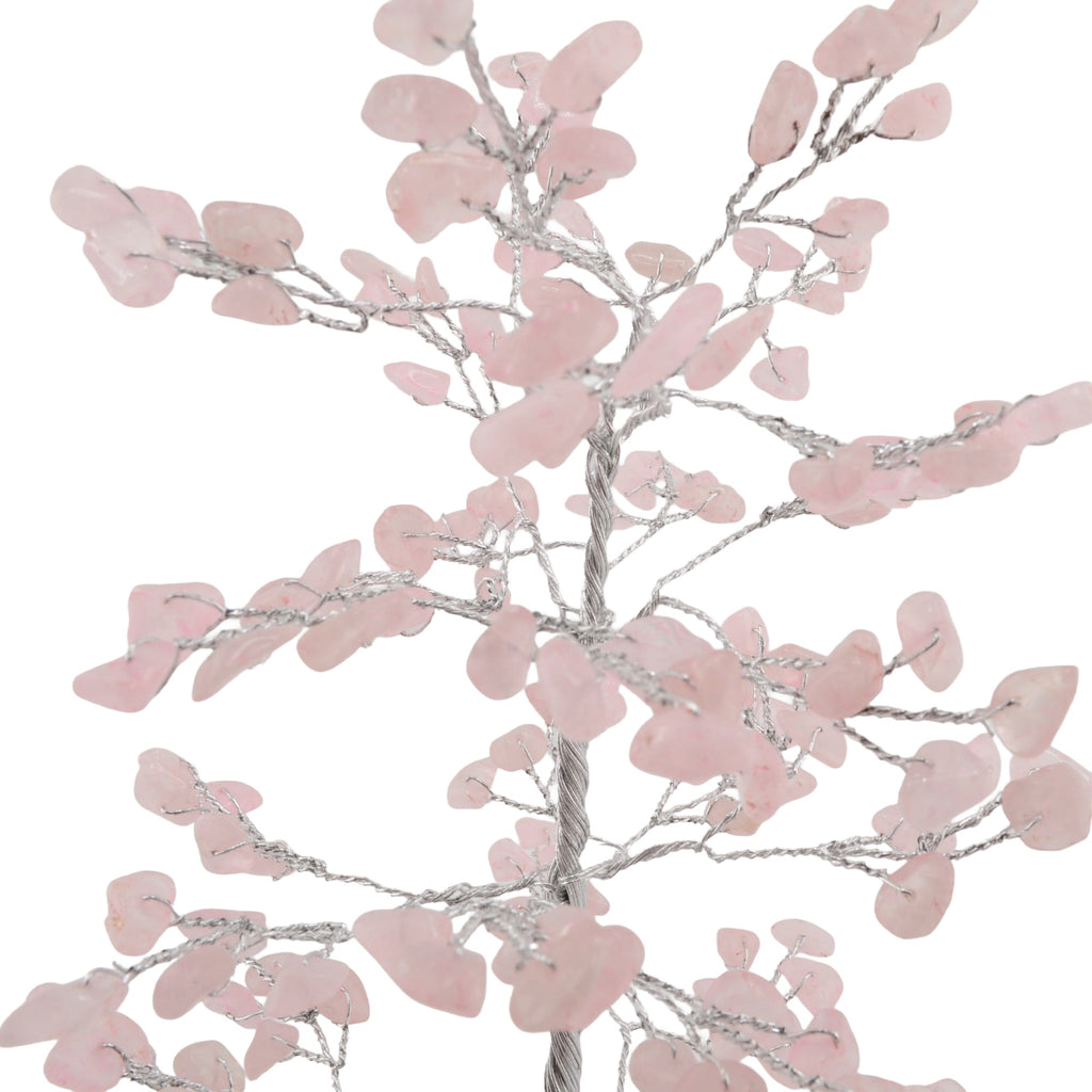 Rose Quartz Crystal Tree with Orgone Pyramid Base - 160 gemstone leaves