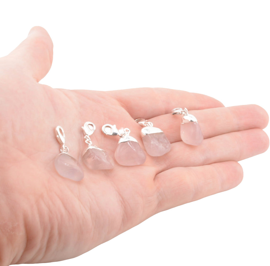 Rose Quartz Crystal Silver Plated Charm
