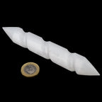 Selenite Wand with with Spiral Body and Double Terminated Pointed Ends- 150mm