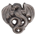 A Silver Sheen Obsidian Carving of a Flying Dragon, measuring 5cm on a white background