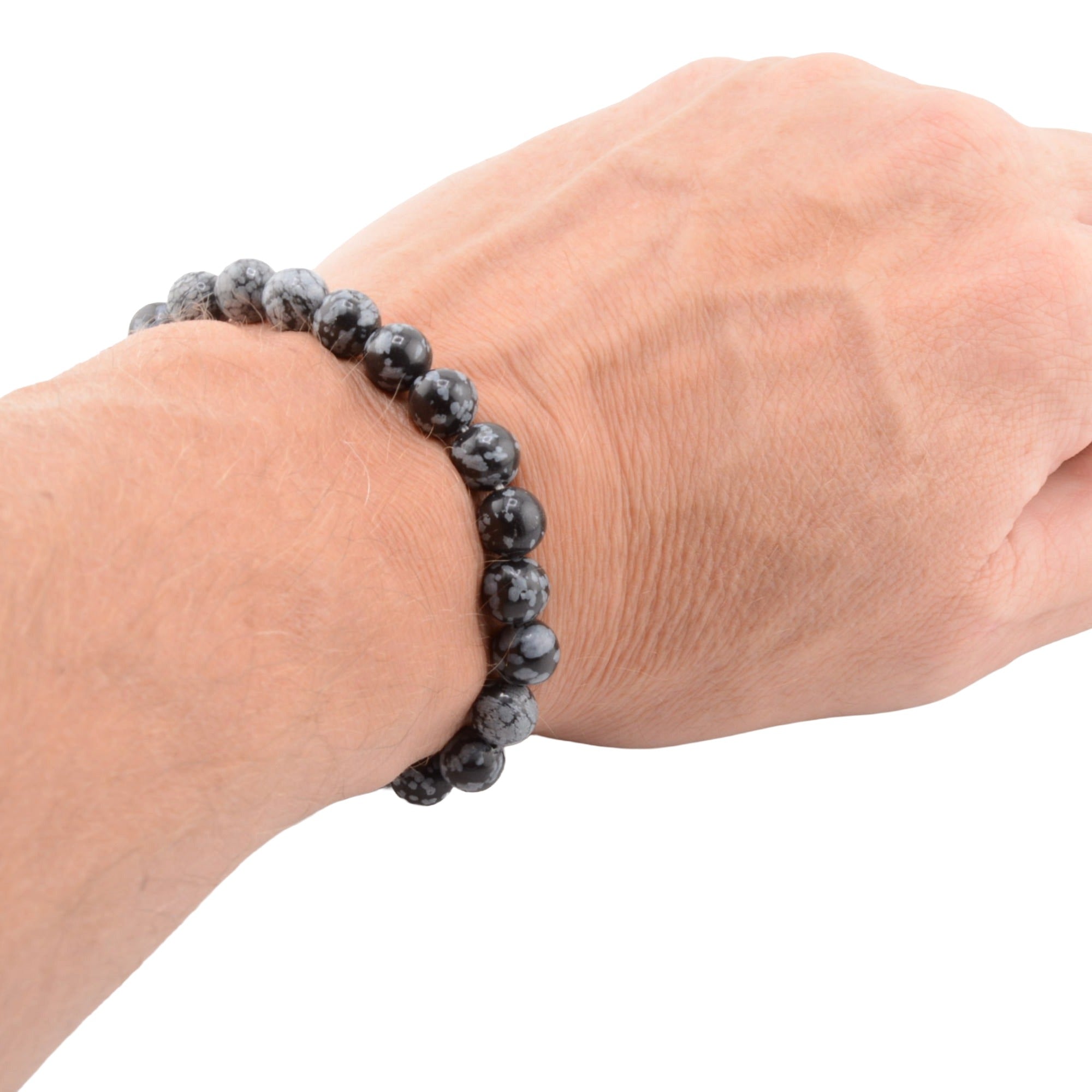 Snowflake Obsidian Gemstone 8mm Bead Bracelet