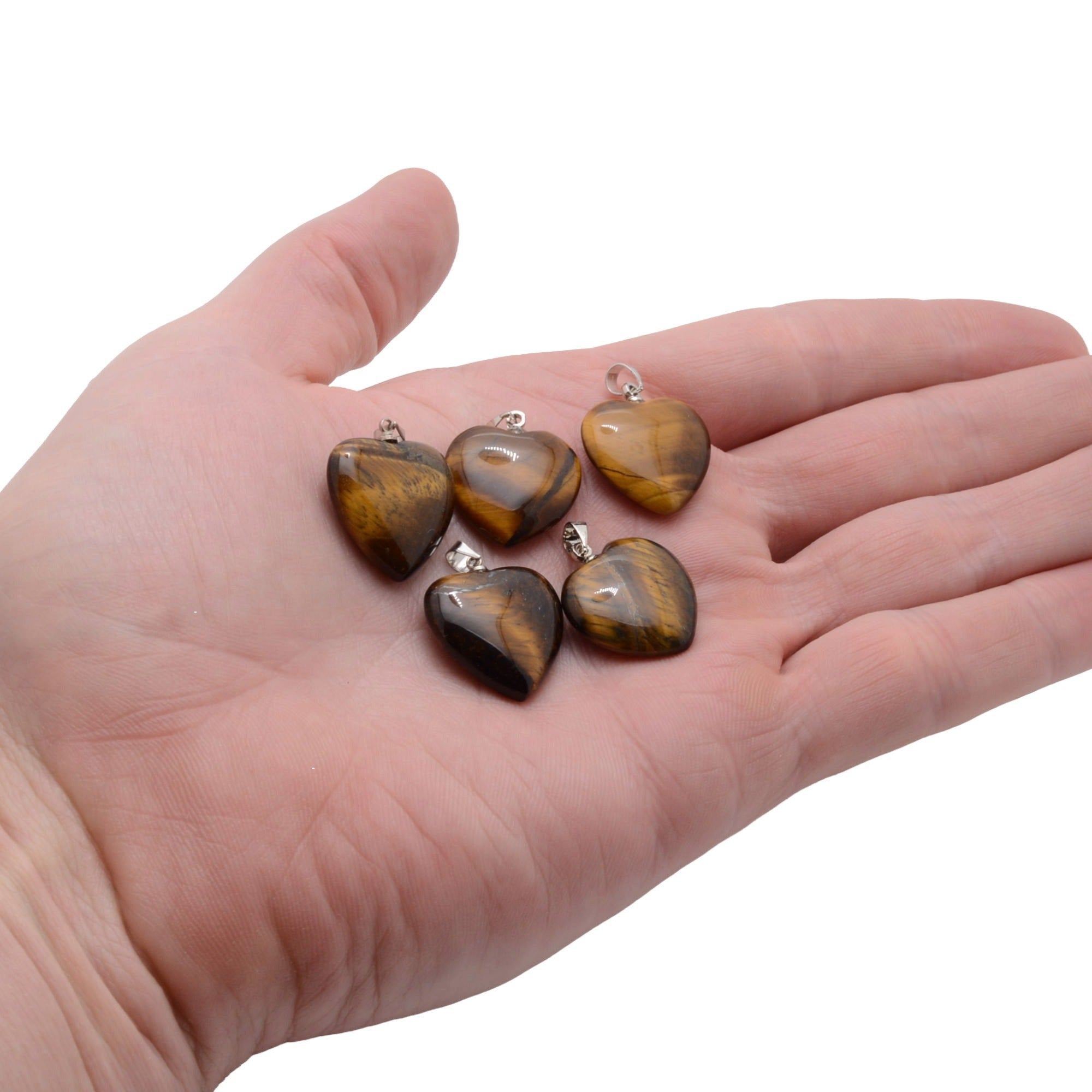 Tigers Eye Gemstone 20mm Heart Pendant