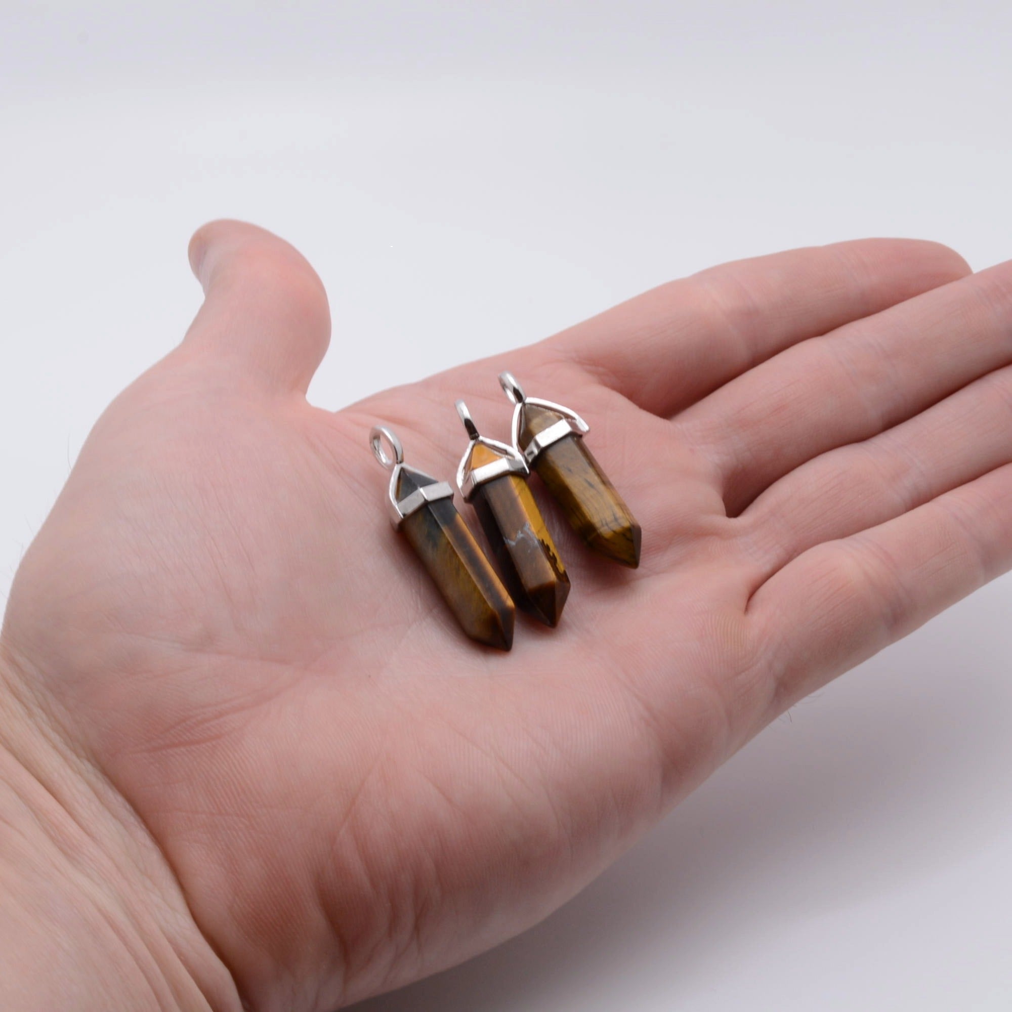 Tigers Eye Gemstone 32mm Double Point Pendant