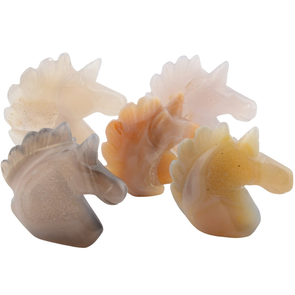 Unicorn Druzy Agate Gemstone Carving - 5cm