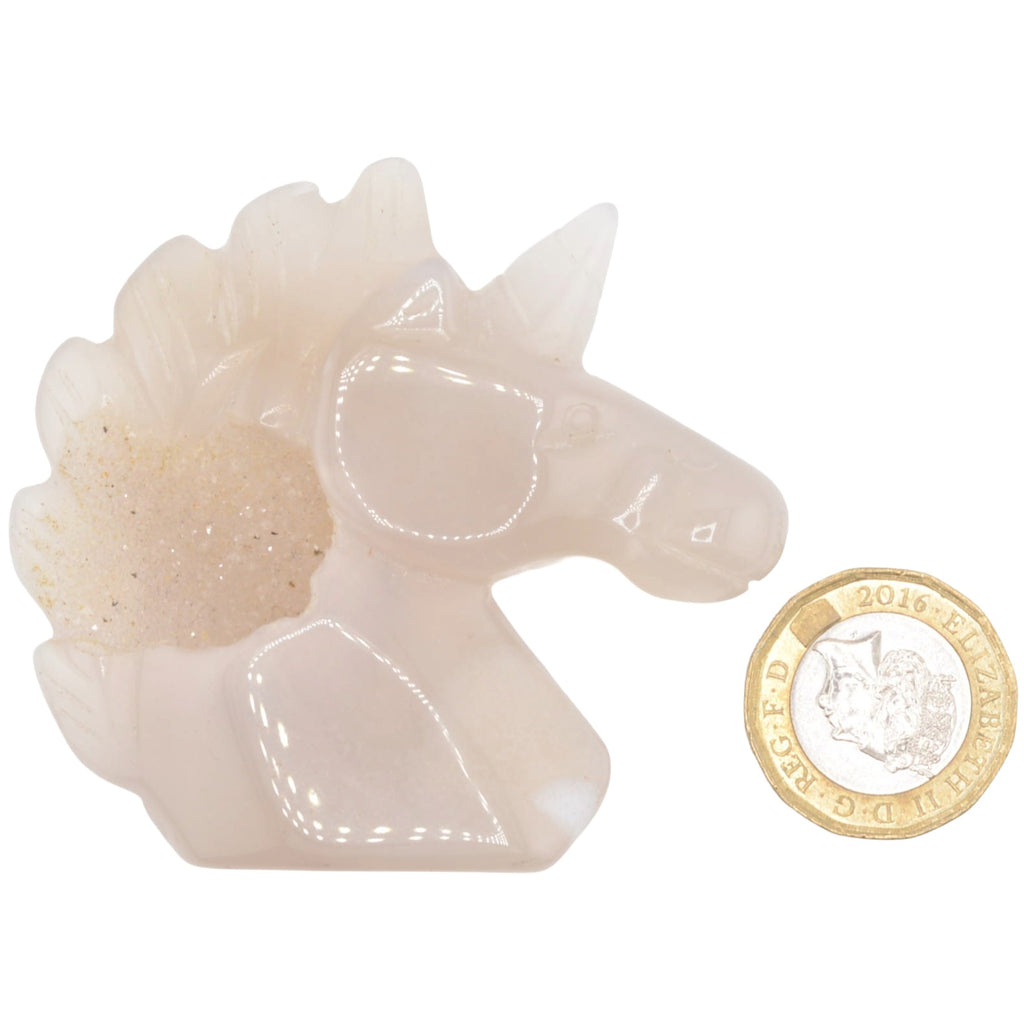 Unicorn Druzy Agate Gemstone Carving - 5cm