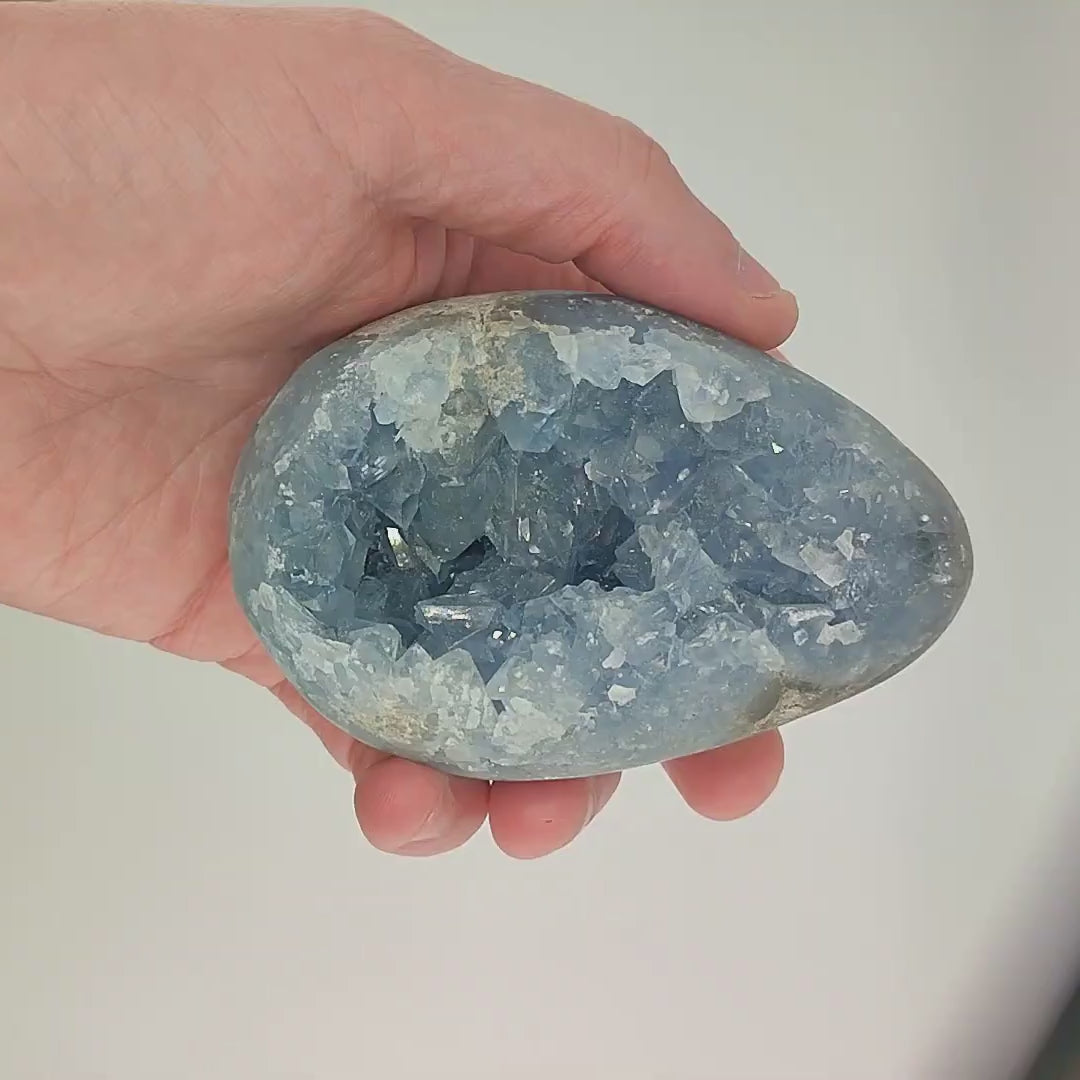 Celestite Crystal Geode Egg - Large 100mm