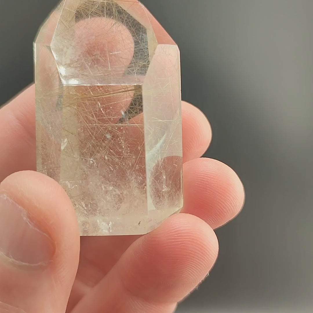 Golden Rutile Clear Quartz Polished Point - 50mm - Minas Gerais, Brazil